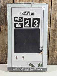 lot 49 image: Chalkboard Calendar Wall Decor Display Shelf W4 Hooks
