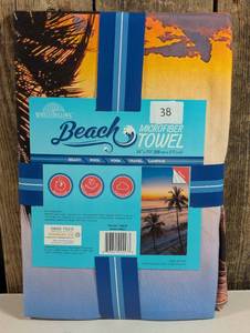 lot 38 image: Reversible Whitley Willows Microfiber BEACH TOWEL 35x70 Palm Beach Sunset