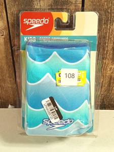 lot 108 image: Speedo Kids Fabric Arm Band - Teal Swim Training Floats for Ages 2-12
