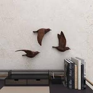 lot 111 image: Polystone Bird Metallic 3D Sculpted Wall Decor Set of 3 Brown