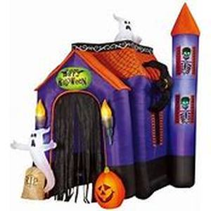 lot 3 image: Pre-Lit 12FT Halloween Inflatable Haunted House