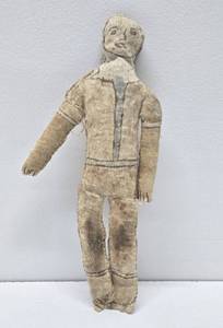 Old Vintage Barkcloth Figure  Doll
