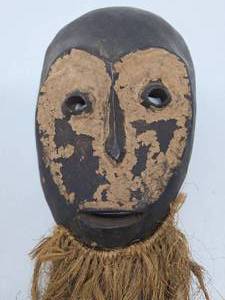 Old Carved Lega Bearded Wood Mask