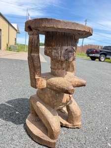 Antique Figural Carved Caryatid Stool - Congo #1