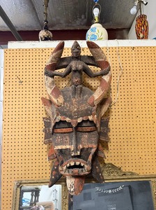 HUGE Old Carved Senufo Kpelie Mask&nbsp