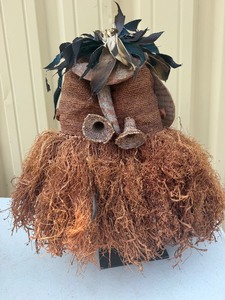 Woven Fiber & Raffia Binji Ceremonial Initiation Bird Mask