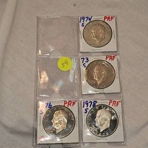 lot 59 image: 1973,74,76,78 Ike Proof Silver Dollars