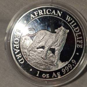 lot 62 image: 2022 1 ounce Silver African Leopard