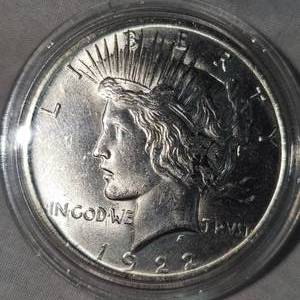 lot 80 image: 1922 Peace Dollar AU Encaps