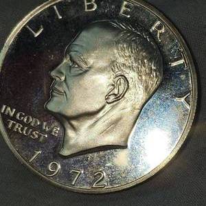 lot 82 image: 1972 Silver Proof BU Ike Silver Dollar 40%
