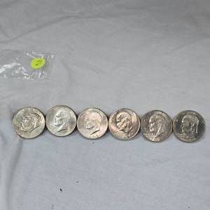 lot 86 image: Lot of 6 Ike Dollars in XF Condition