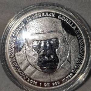 lot 102 image: 2016 1 oz Silver Congo Silverback -5000 francs