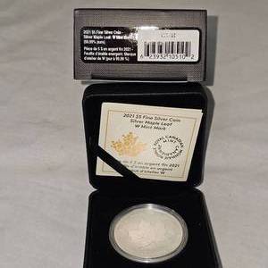 lot 105 image: 2021 $5 Silver Maple Leaf W Mint Mark