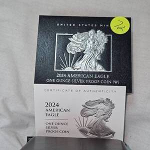 lot 72 image: Us Mint 2024 W US Mint Silver Eagle 1 oz Proof Silver Coin