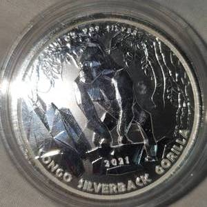 lot 78 image: 2021 1 oz Silver Congo Silverback Gorilla