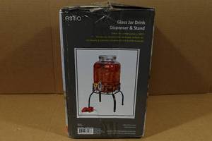 lot 15 image: Estilo Glass Jar Drink Dispenser and Stand - 4.1L