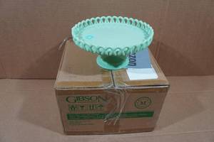 lot 49 image: Martha Stewart 8.5 Handmade Jadeite Glass Cake Stand