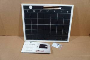 lot 60 image: Rustic White Wood Chalkboard Calendar - 16x20