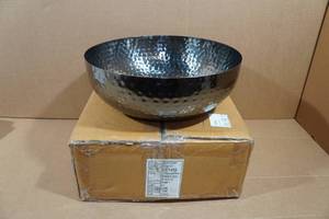 lot 65 image: 14 Round Hammered Metal Bowl