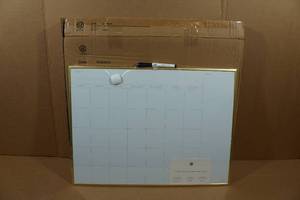 lot 73 image: Gold Metal Framed Dry Erase Calendar - 17x23