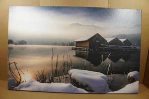 lot 92 image: Wrapped Canvas Wall Art Three Huts - 30x47