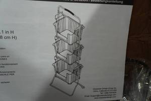 lot 134 image: Oceanstar 3-Tier Standing Basket with Handles - 16.5x11.4x49.1