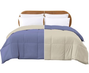 lot 11 image: Queen Reversible Down Alternative Comforter - BlueCream