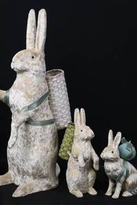 lot 6 image: Vintage Velveteen Easter Rabbit Family