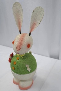 lot 29 image: West German Vintage Easter Bunny Bobblehead Candy Holder - 14 Inches Tall