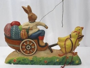 lot 41 image: 1950s Easter Bunny Delivering Eggs in Wagon