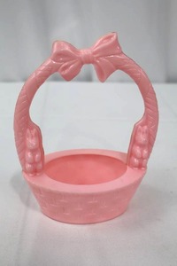 lot 45 image: 1950s Rosbro Pink Easter Basket Candy Holder