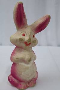 lot 76 image: Vintage Pink Papier Mache Rabbit, 1950s