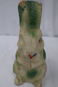 lot 72 image: Rare Early 20th Century Paper Mache Bunny with Basket Candy Holder