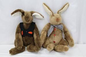 lot 84 image: Pair of Premium Hand-Made Plush Bunny Rabbits
