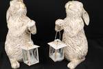 Pair of Pier 1 White Rabbit Lanterns - 16" Tall