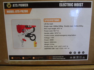 lot 207 image: ATS 440lb Electric Hoist