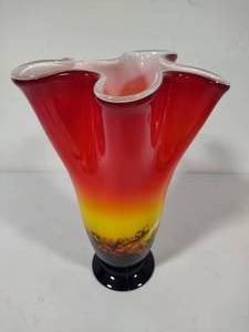 Murano Style Large Handkerchief Vase