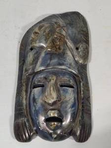 lot 3 image: Hand Carved Stone Tribal Mask