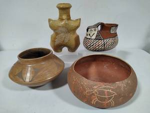 lot 27 image: Assorted Pottery & Carved Art Pieces
