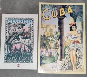 lot 81 image: Vintage Cuba Travel & Classico Sauce Posters