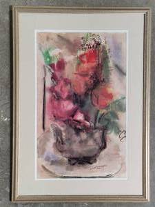 lot 83 image: Scarlet Gladiola Bouquet in Charcoal Teapot SignedNumbered by Atlanta Simpson