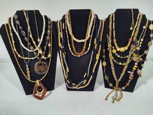 lot 57 image: Lot of Asst Brown Tone Costume Necklaces