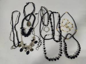 lot 58 image: Lot of Asst Black Tone Costume Necklaces