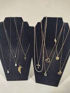 lot 66 image: 925Sterling Stamped Chains & Pendants (see description)