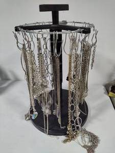 lot 106 image: Silver Tone Costume Necklaces wDisplay Spinner