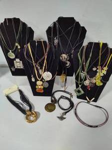 lot 109 image: Assorted Pendants wLeather or Non-Metal Necklace