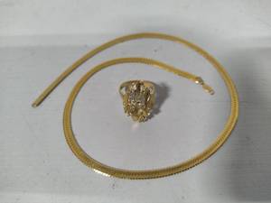 lot 120 image: 24K HGE Chain & 14K HGE Ring - Both Damaged - See Desc.