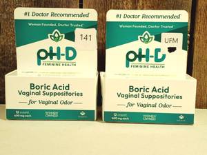 lot 141 image: pH-D Boric Acid Vaginal Suppositories  (set of 2)