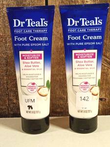 lot 142 image: Dr Teals Foot Care Therapy Foot Cream with Pure Epsom Salt, 8 oz  (set of 2)
