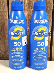 lot 143 image: Coppertone 4n1 Sport SPF 50 Sunscreen Spray, 5.5 Oz  (set of 2)